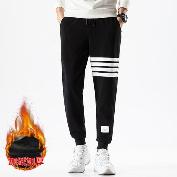 

men's pants 2021 brand sweatpants men women autumn winter warm thick cotton casual trousers tracksuit fashion bottoms mens jogger, Black