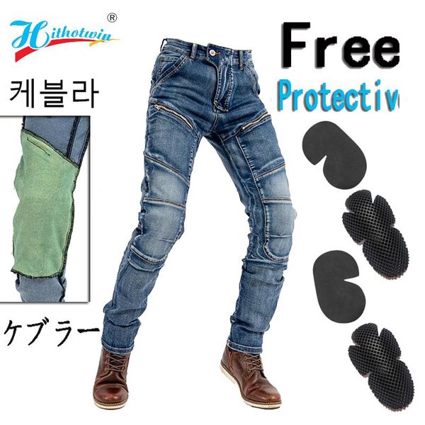 

aramid motorcycle riding cotton jeans four seasons knight pants anti-fall high elastic with 4 protectors apparel