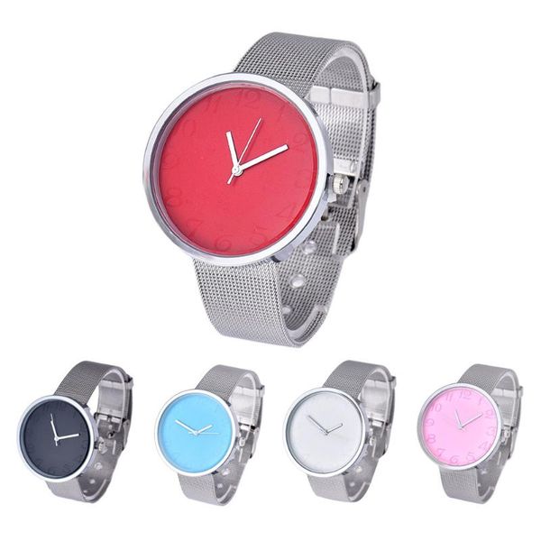 

wristwatches men's watches stainless steel mesh belt with simple mirror quartz watch women fashion f716, Slivery;brown