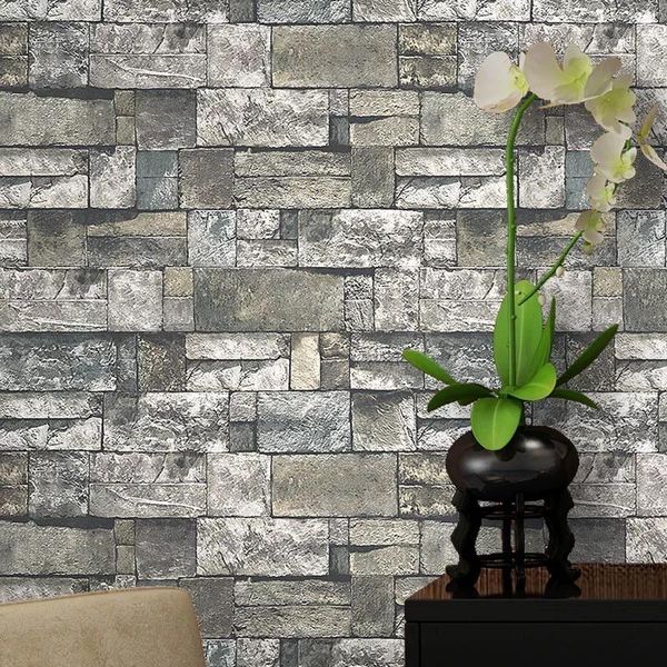 

wallpapers vintage rustic pvc for walls 3d home decor living room wall papers grey brick stone rolls bedroom covering