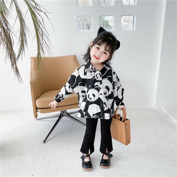 

shirts spring korean style kids girls boys cartoon panda blouses cool children clothes e6022 ywlo, White;black