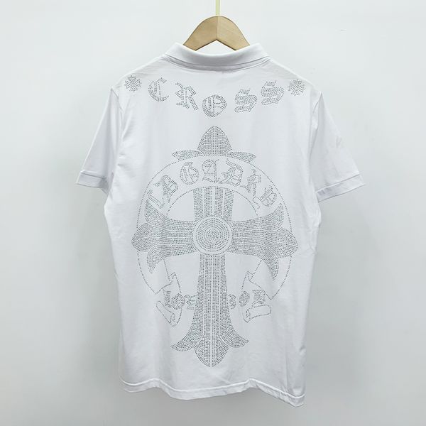 

personality diamond cross polo shirt, kwai net red ins tide card paul spirit boy t-shirt man, White;black