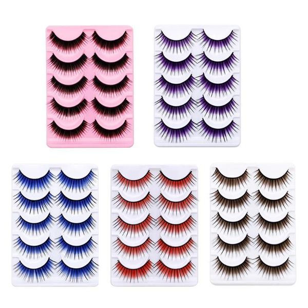 

5pairs colorful long thick fake eye lash makeup stage party eyelash extension false eyelashes