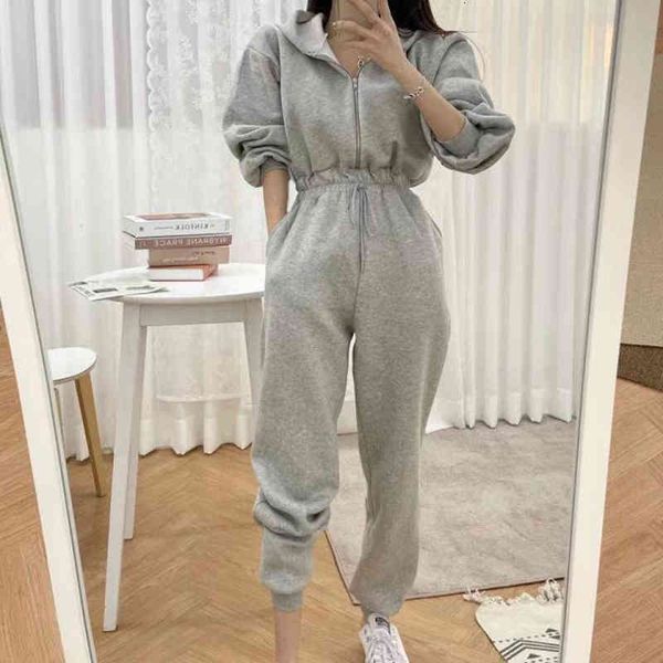 

women's tracksuits jumpsuits women fleece hoodie sweatshirts autumn winter fashion 2021 pullovers warm g6y7, Gray