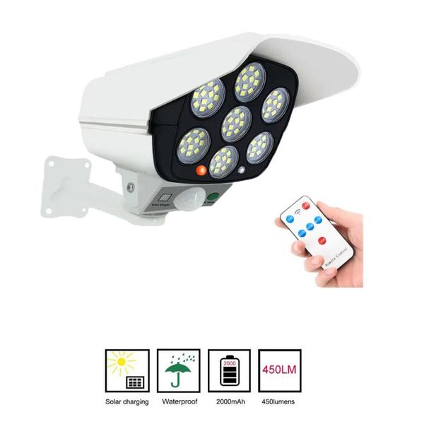 

solar lamps remote motion sensor lamp garden led light outdoor simulation monitoring fake camera integrated split safety waterproof le