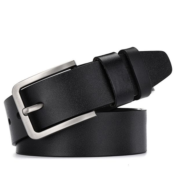 

summer men's belt simple pin buckle leather wide, Black;brown
