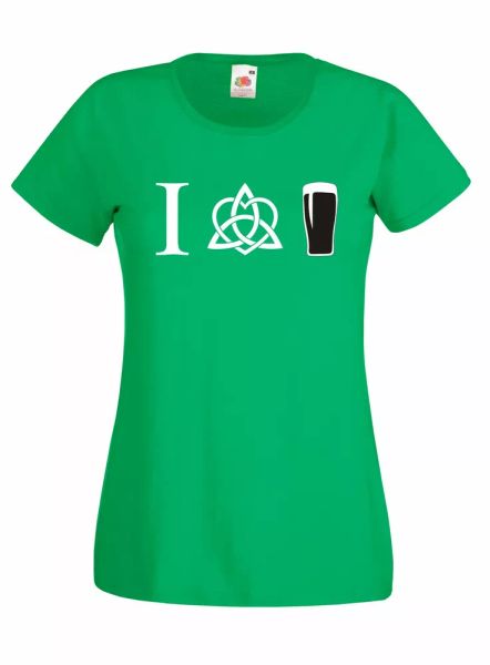 

j686i mesh love pint guinness weave celtic woman t-shirt 100% cotton, White;black