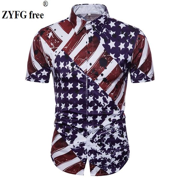 

fashion casual short sleeve shirts male summer hide button design printing stars pattern fit shirt men large size 3xl men's, White;black