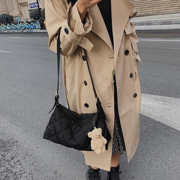 

evening bags brand lingge embroidery armpit shoulder bag women's 2021 winter down crossbody designer bear doll handbags and purses fema