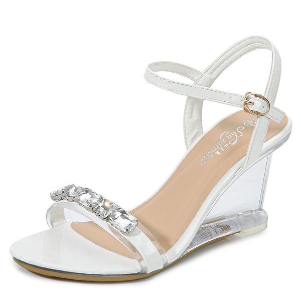 

transparent heels sandals buckle strap wedding shoes ladies pumps women pvc jelly open toe high heel, Black