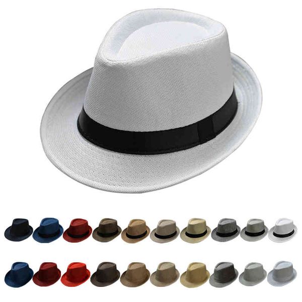 cappello Fedora estivo per uomo alla moda elegante vintage nero donna bianco bordo rosso anni '20 Panama Top Jazz Beach berretto classico unisex