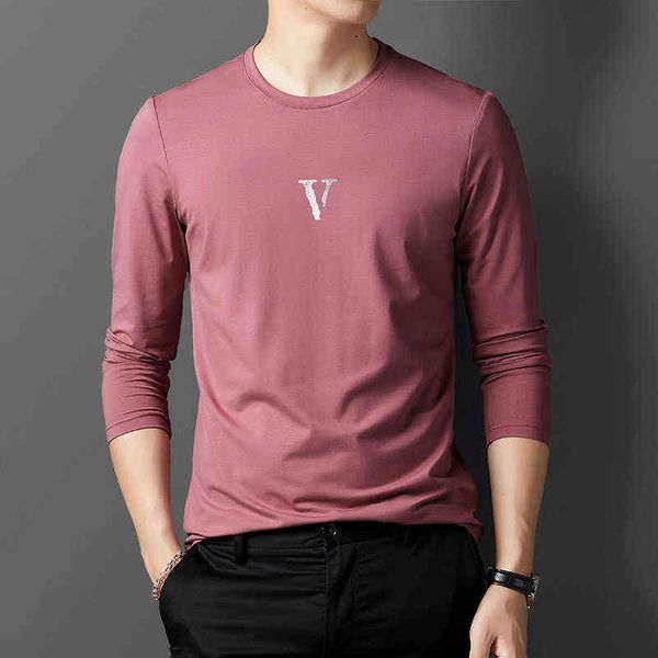 

korean spring autumn round neck sweater loose version embroidered and printed men's daily casual t-shirt bottomed shirt, White;black