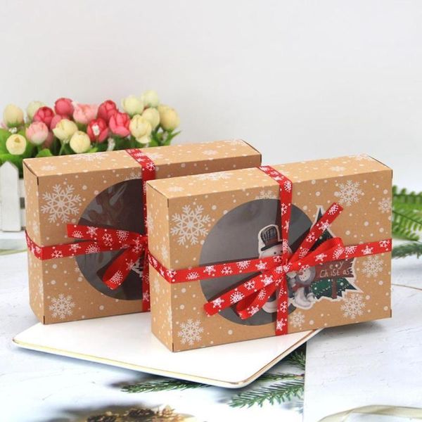 

gift wrap 10pcs christmas cookie box kraft paper biscuit packing bakery candy bag merry xmas decor boxes