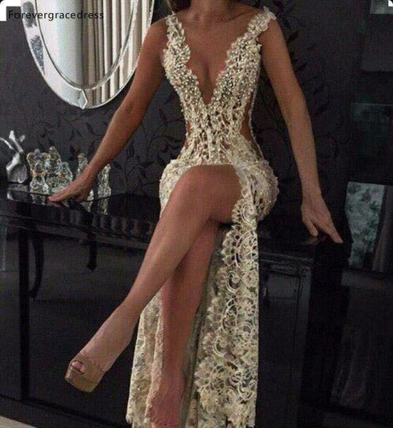 

party dresses plunging v neck evening dress est full lace side cutaway formal celebrity holiday wear prom gown, White;black
