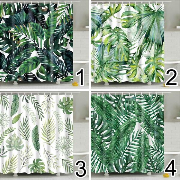 

nordic style digital printing polyester waterproof shower curtain tropical plants banana leaf pattern curtains