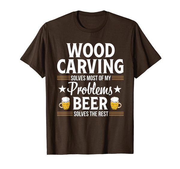 

wood carving funny beer carpenter woodworking gift tshirt, White;black