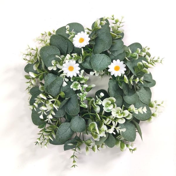 

decorative flowers & wreaths little daisy eucalyptus globulus simulation round leaf decoration home door hanging wedding