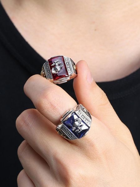 

cluster rings ruibeila vÃ©ritable 925 argent us marine corps sniper badge personnalitÃ© anneau 2021 nouvelle mode bijoux cadeau, Golden;silver
