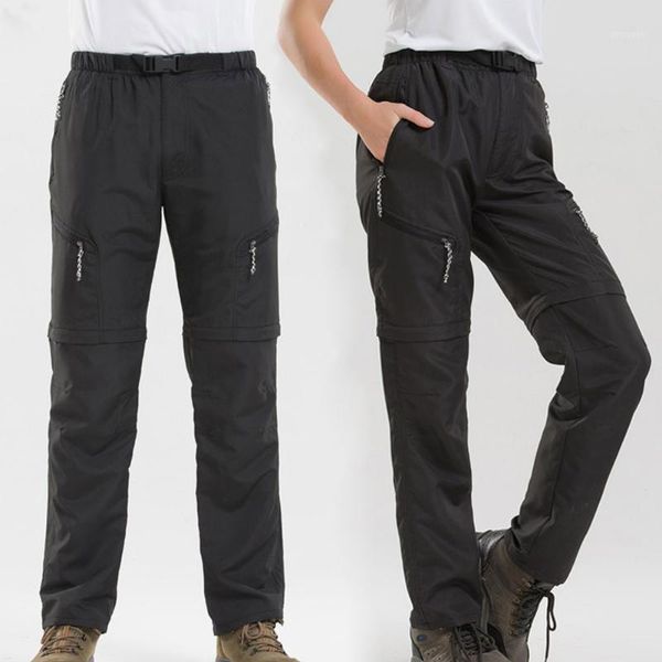 

men's pants outdoor sports leisure quick-drying men women hiking long short trousers detachable jl, Black