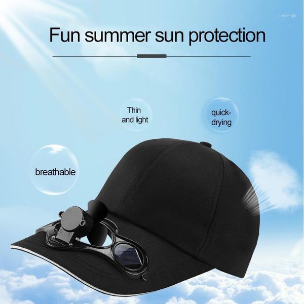 Открытые шляпы Летний вентилятор Прохладная солнечная шляпа Cap Solar аккумуляторная дышащая оттенок солнцезащитный крем прочный высококачественный инструмент кемпинга