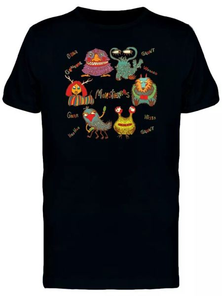 

a set of awesome monsters tee men's -image by shutterstock, White;black