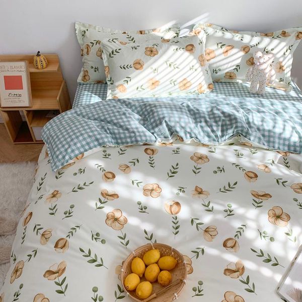 

bedding sets home textile nordic duvet cover pillow case bed sheet ab side quilt boy kid teen girl linens set king