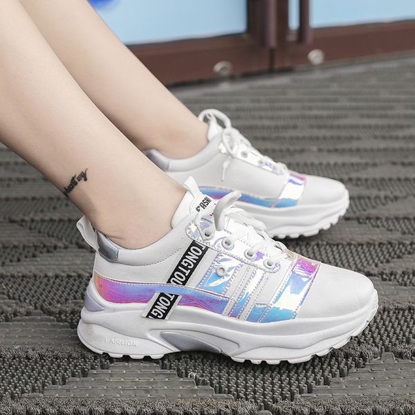 

designer casual shoes woman chunky sneakers women fashion platform sneakers white ladies leather sports dad shoes female a3t68, Black