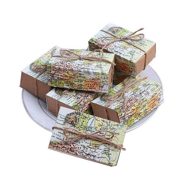 

gift wrap 50 pcs around the favor boxes vintage kraft box candy bag for travel theme party wedding birthday bridal sh