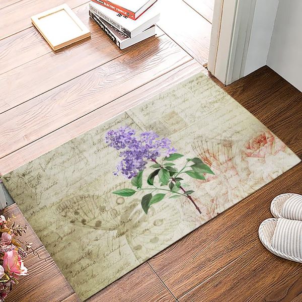 

carpets vintage plant lavender purple anti-slip doormat bedroom kitchen mat bathroom rug home for entrance door