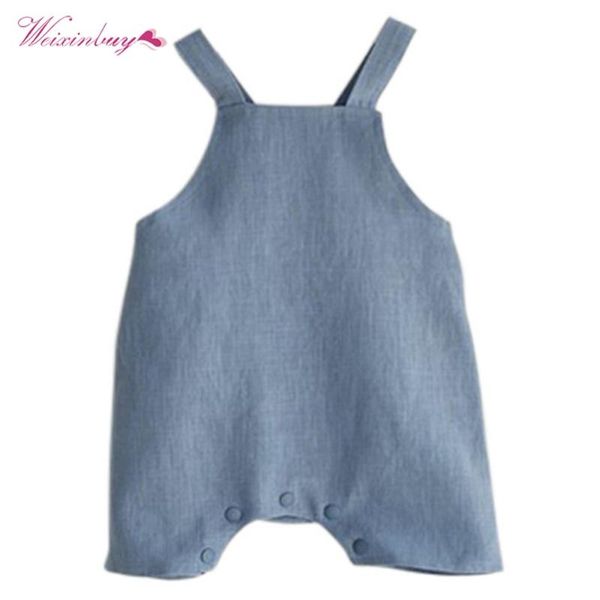 

baby boy girl cotton&linen romper solid color suspender overalls infant jumpsuit 6-20m clothes blue beige jumpsuits