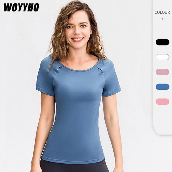 

yoga outfit woyyho breathable women workout t-shirt,quick drying jogging activewear ,fitness elastic gym running shirt