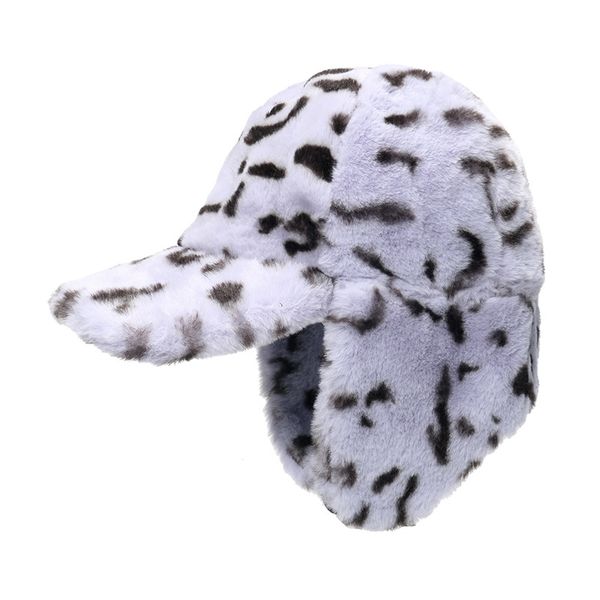 

fashion designers ins korean style caps cute thickening warm leopard print plush baseball cap women autumn winter ski hat earmuffs hat ushan, Blue;gray