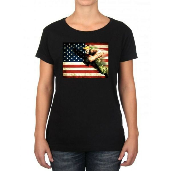 

womens t-shirt guile xbox playstation video games, White;black