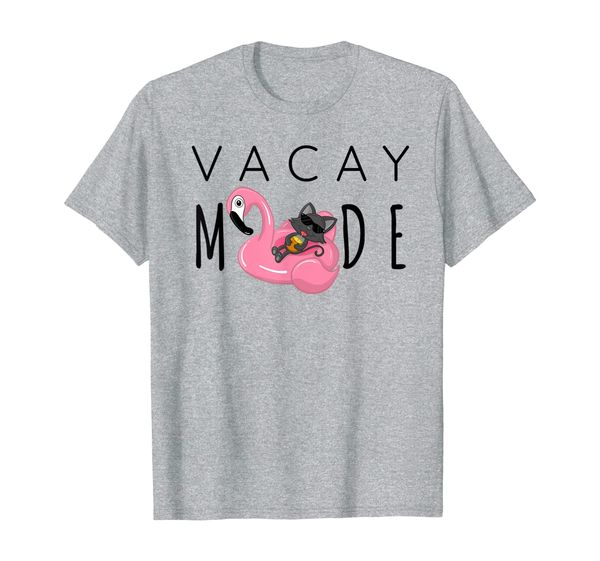 

vacay mode cat on flamingo w pineapple funny family vacation, White;black