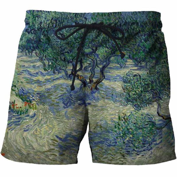 

men's shorts beach swimming surf plus size swimwear world famous paintings 3d printing 2021, White;black