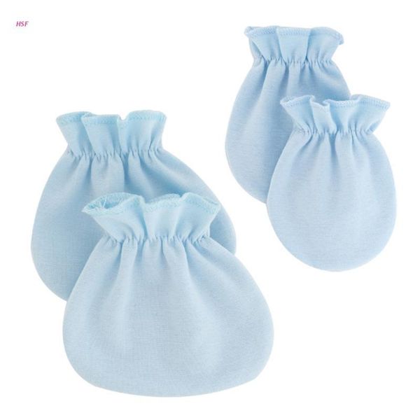 

children's mittens baby soft cotton gloves foot covers set anti scratching socks face protection sox kit for born infants, White