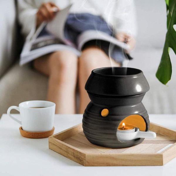 

300ml ceramic aroma diffuser wax melt burner with candle spoon oil tealight warmer fragrance lamps