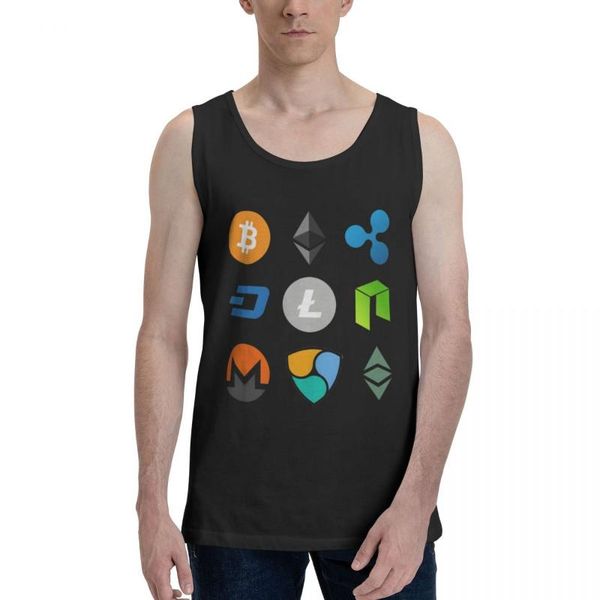 Camisetas masculinas Top Shirt Coleção Cryptocurrency 1 humor gráfico moeda colete homens conjunto engraçado vestuário sem mangas