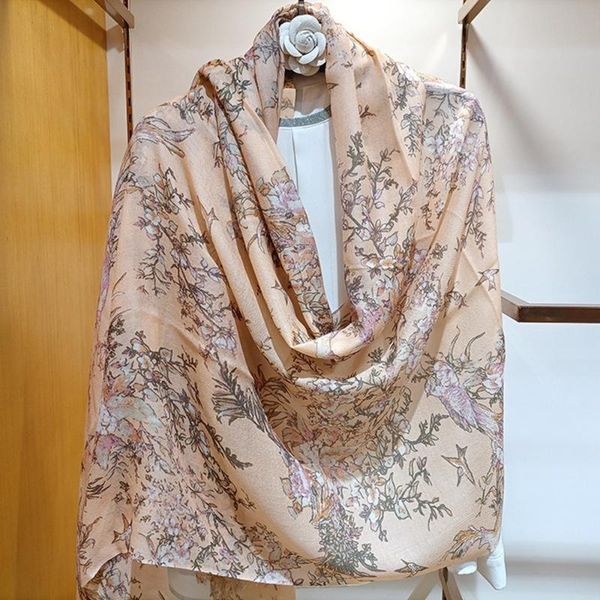 

scarves high-end elegant women's fresh pear flower bird cashmere ring fine beard edge soft warm long scarf shawl, Blue;gray