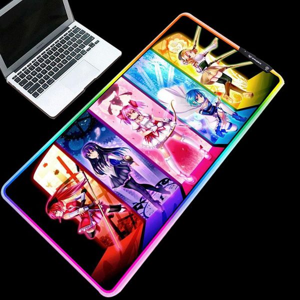 

mouse pads & wrist rests yuzuoan anime magic girl cartoon japanese animation rgb pad large size non-slip home essential cool keyboard