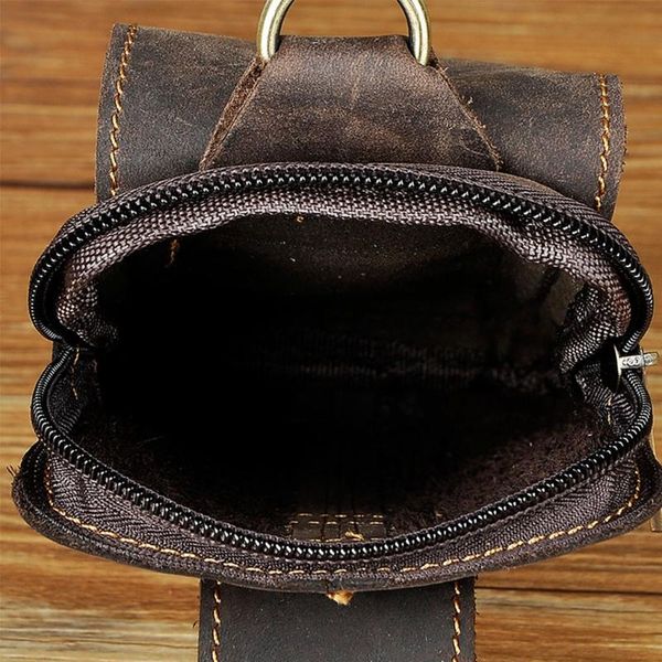 

men casual design small waist bag cowhide fashion hook bum belt pack cigarette case 5.5" phone pouch j60d bags