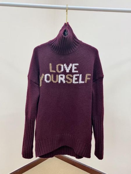 

women's sweaters women 100% wool sweater solid color warm letter jacquard turtleneck loose 2021 autumn winter female long sleeve jumper, White;black