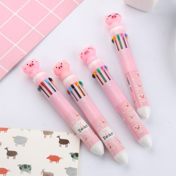 

pen korea's new creative cartoon silicone ballpoint cute press ten color ballpoint student multi color prize