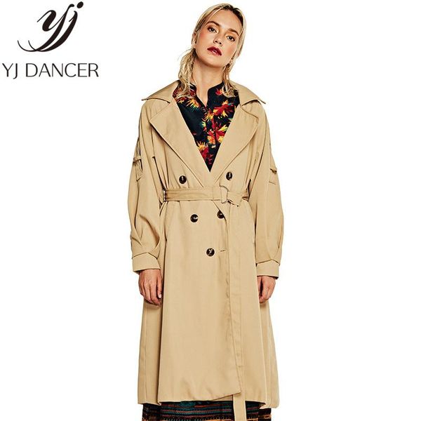 

women's trench coats 2021 autumn fashion female long windbreaker slim lapel ladies overcoat double-breasted women clothes coat zzz142, Tan;black