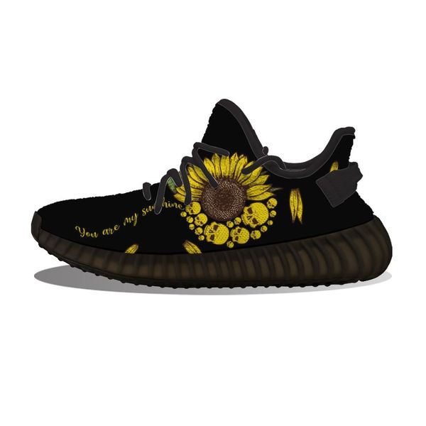

diy custom cool skull sunflowers running shoes mesh printed mens womens trainers outdoor sports sneakers