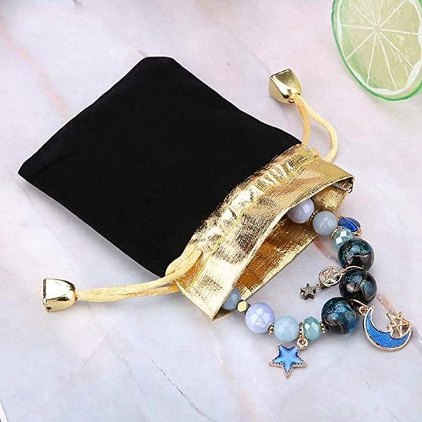 

jewelry pouches, bags high-end red and black velvet bag gold edge jewel drawstring wedding banquet supplies gift, Pink;blue