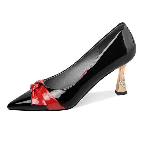 

dress shoes 2022 arrival women high heels pumps genuine leather pointed toe slip on party wedding woman spring summer, Black