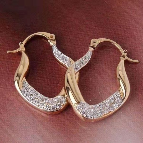 

selling elegant simple earrings classic geometric irregular personality zircon accessories factory direct supply hoop & huggie, Golden;silver
