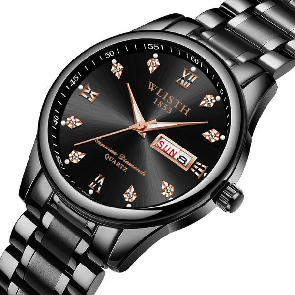 

the men watch fashion casual l men's non-mechanical quartz business calendar waterproof steel belt wristwatches, Slivery;brown