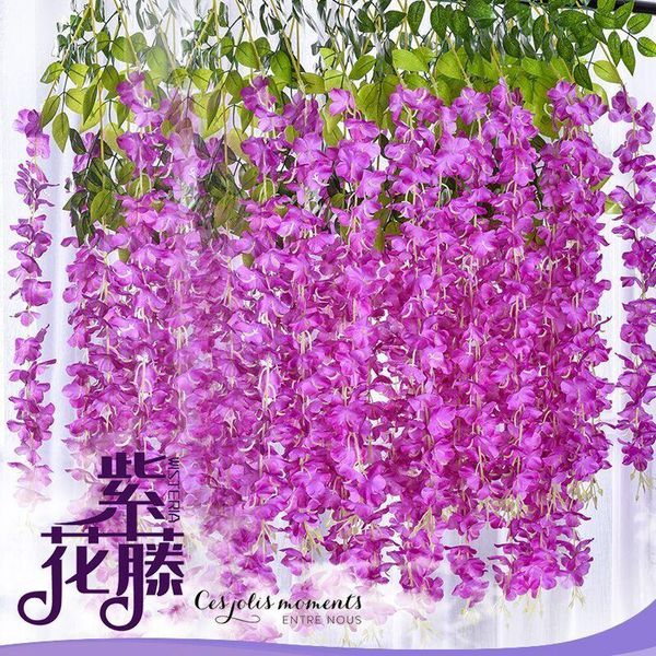 

decorative flowers & wreaths 12pcs / wisteria artificial flower silk wreath arch wedding diy home garden office decoration pendant plant wal